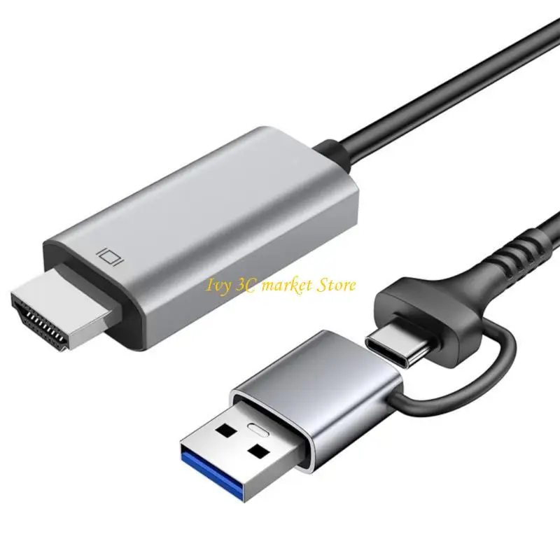 

D7YC USB+Type C to HDTV Video Adapters Converters USB Video Device Video Grabbers Device for PC Laptop