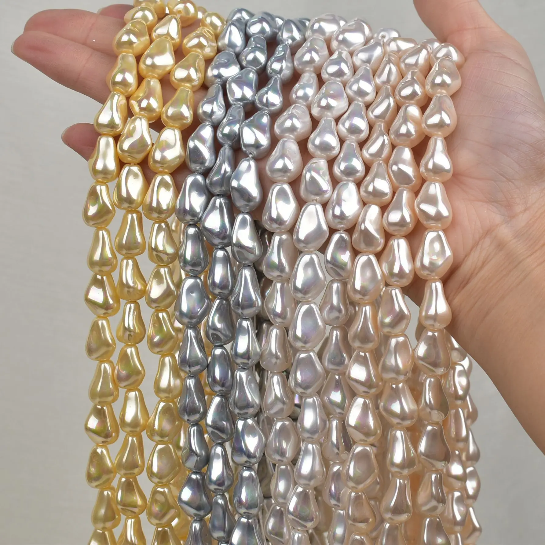 

Iridescent Mirror-Finish Shell Baroque Pearl Beads Irregular Drop Imitation Pearl Beads Strings DIY Jewelry Necklace Accessories