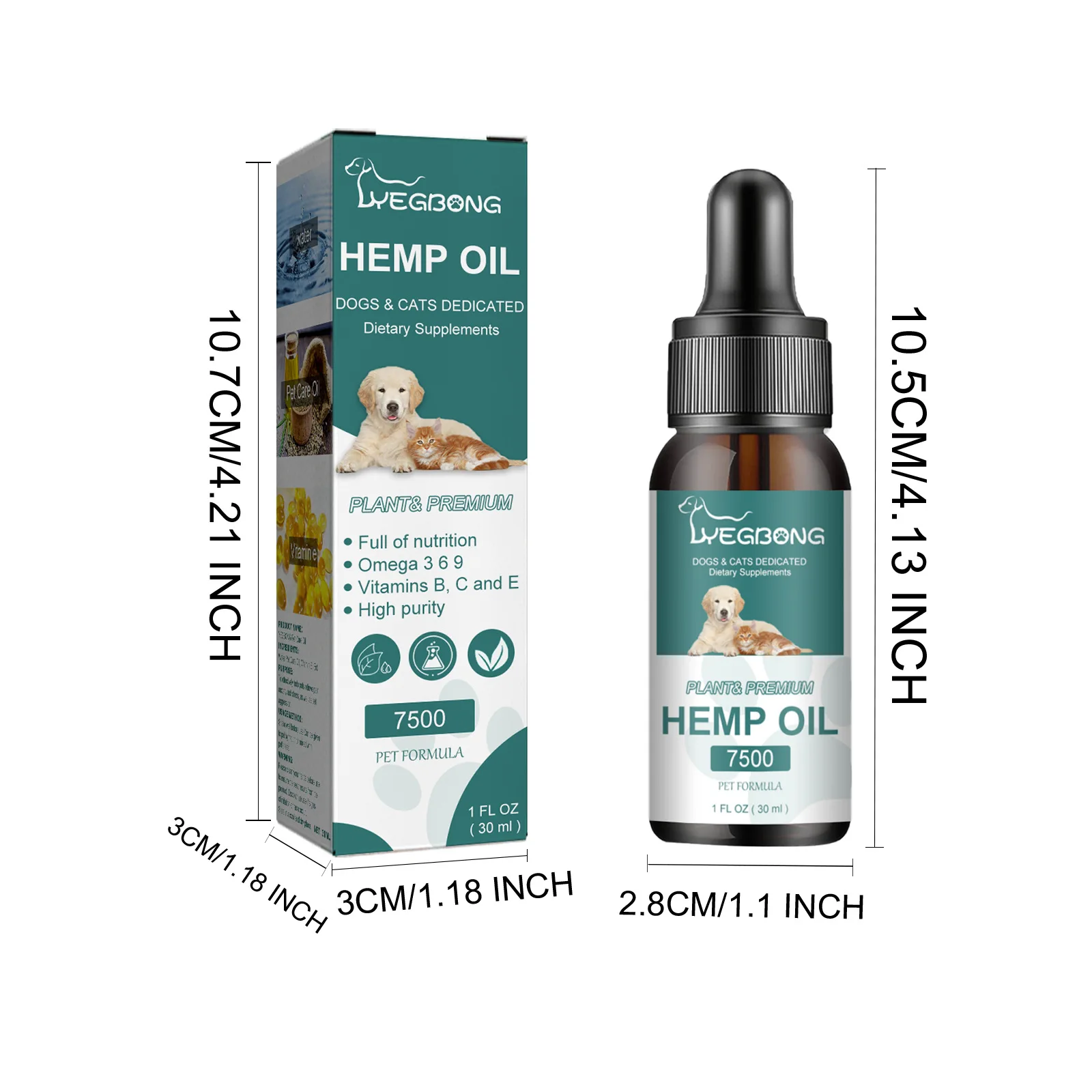 30ml Pet Hemp Seed Oil for Dogs&Cats | Natural Pain and Anxiety Relief | Vitamins B, C, E | High Purity Nutritional Supplement