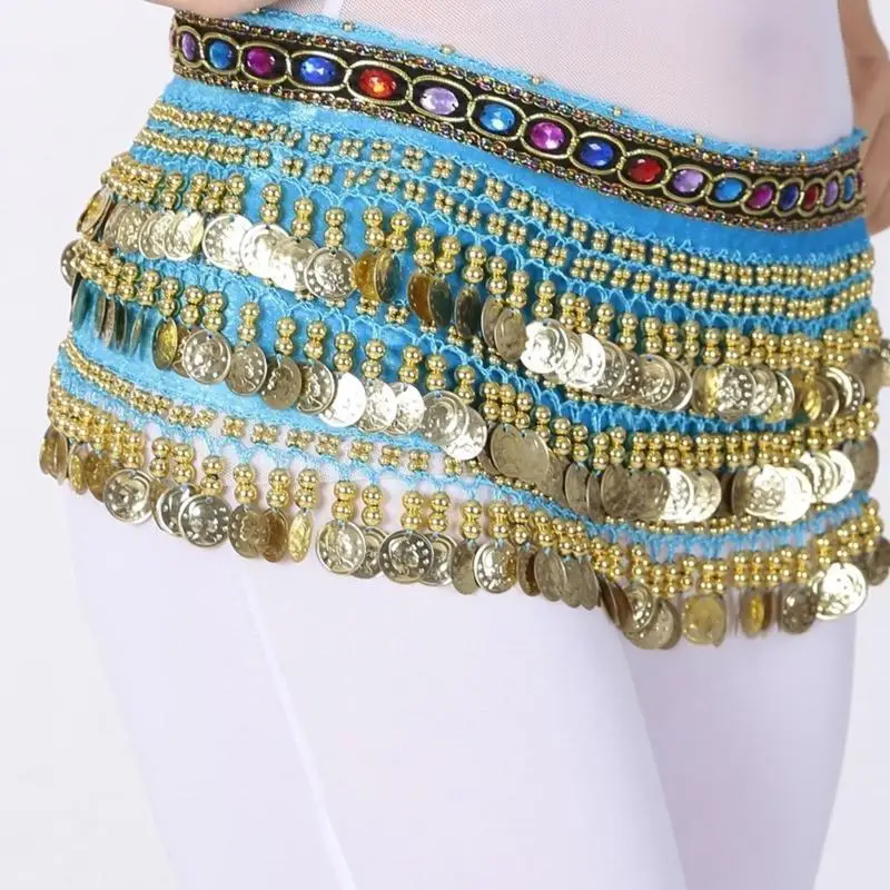 39BD Frauen Bauchtanz Hüfttuch Bauchtanz Gürtel Rock Mit Gold Münzen, Bauchtanz Hüfttuch Tanz Taille Kette – Detail 2