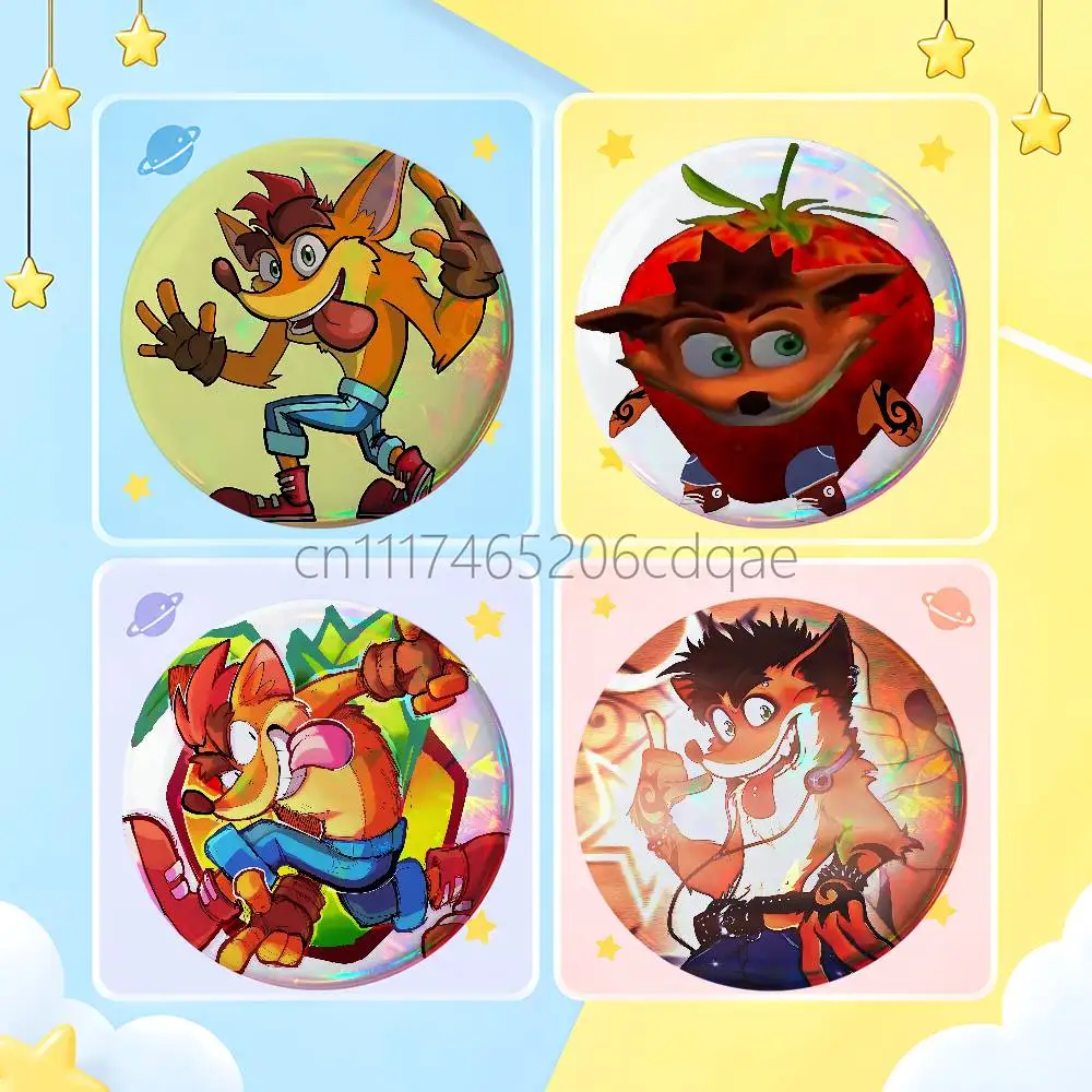 FOR Crash Bandicoot Fox Badges Button Round Creative Pin Brooch Badge Bag Decor Accessories Fans Collect Friends Gifts