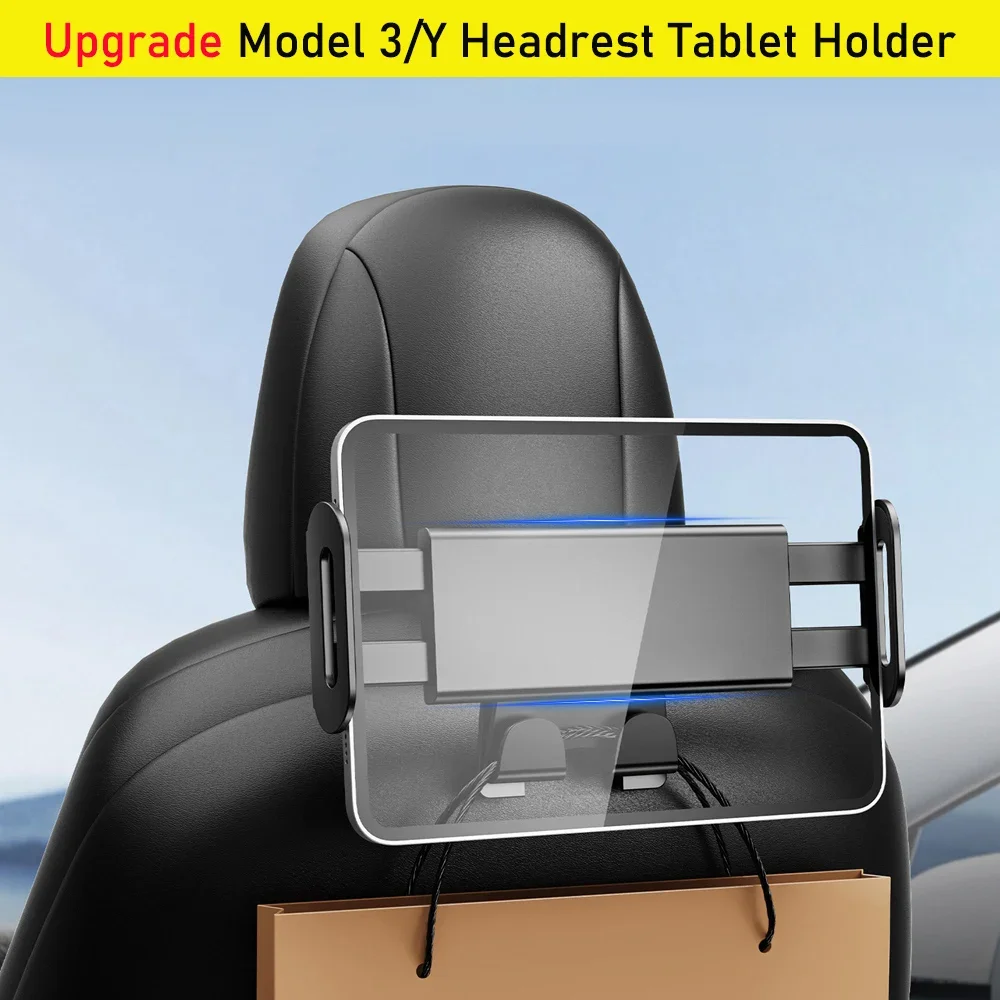 Tablet Holder for Tesla Model Y Model 3 Headrest Mount iPad Backseat Hook Hanger Back Seat Stand Holder Kids Travel Accessories