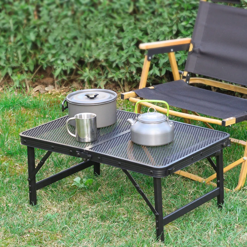 Składany stół Outdoor Camping Supplies Przenośna żelazna siatka Aluminiowy stop Piknik Grill Kawowy stół ogrodowy стол туристический