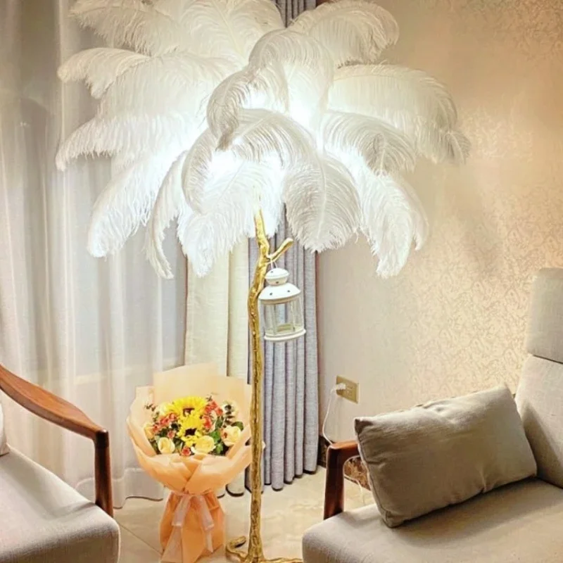 

Sofa feather floor lamp, bedroom clothing store atmosphere creative floor lamp