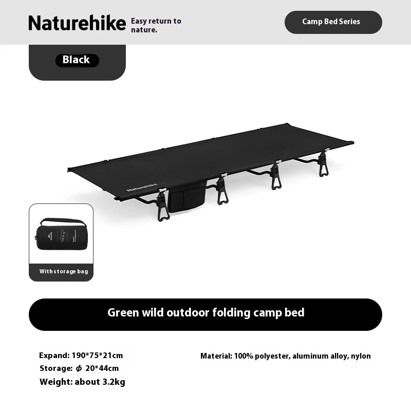 Naturehike campingbedje Draagbaar opklapbed Buitenkamp Lichtgewicht compact tentbed voor reizen Backpacken Wandelen Campingbed