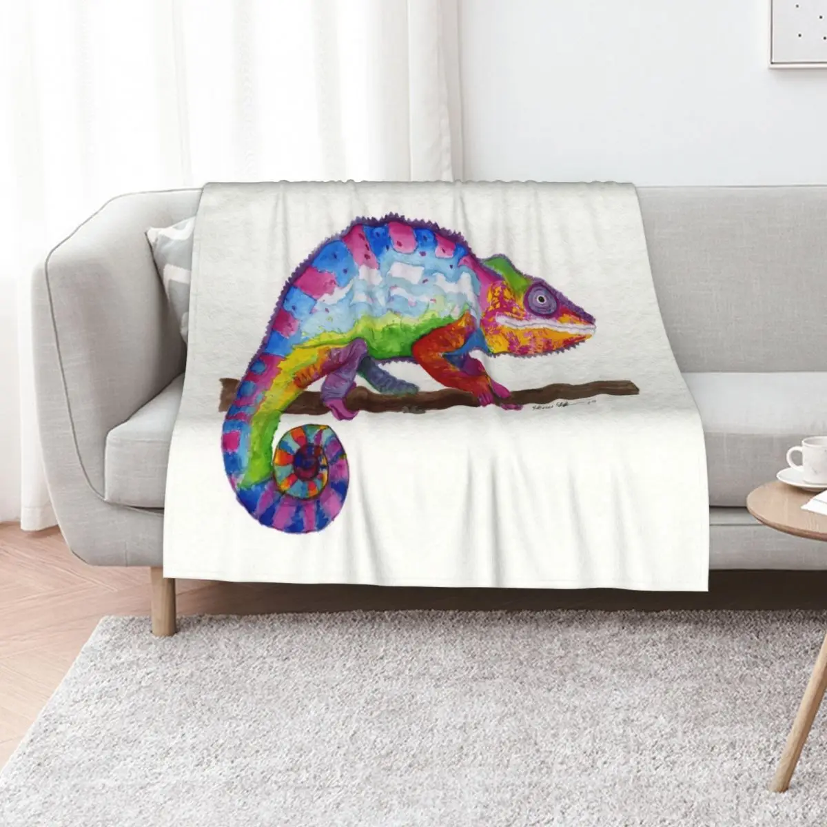 Sunset Chameleon Throw Blanket Blankets For Baby Hair Heavy funny gift Furry Soft Blankets