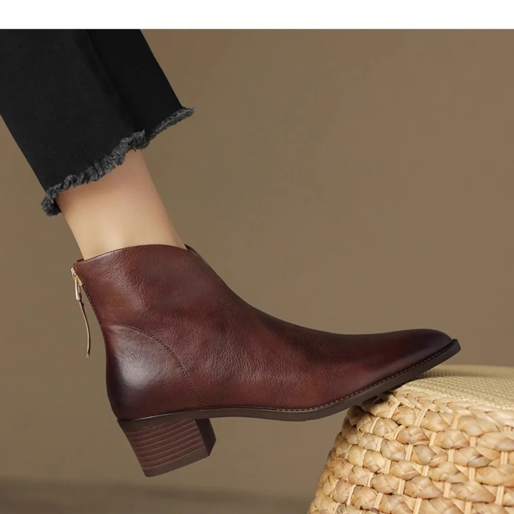 

Women Ankle Boots Winter Low Heels Round Size 40 Casual Shoes Pu Leather Female Low Boots Chelsea Boots