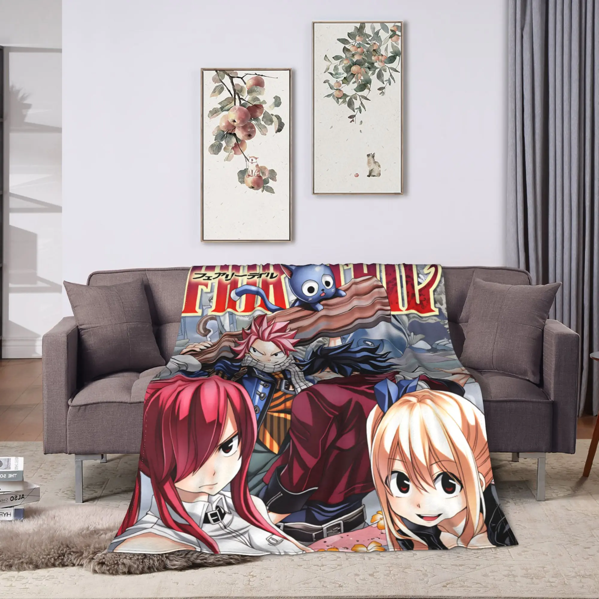 Fairy Tail  Warm Soft Blanket Japanese Anime Travel Plush Throw Blanket Aesthetic Couch Chair Flannel Bedspread Sofa Bed Cover
