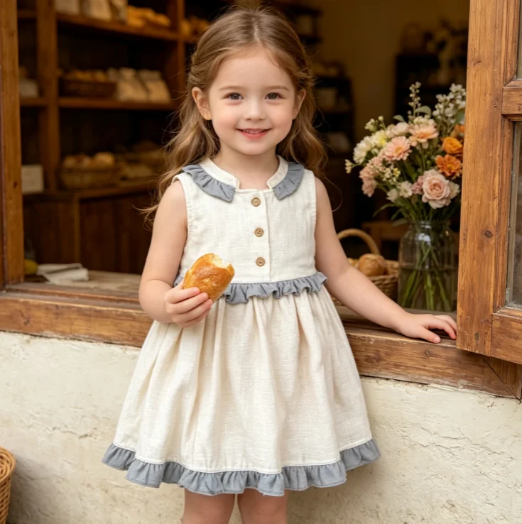 Girls' Dress 2026 Spring and Summer New Children's Clothes Girls' Baby Cotton and Linen Lotus Leaf Sleeveless Vest Dress