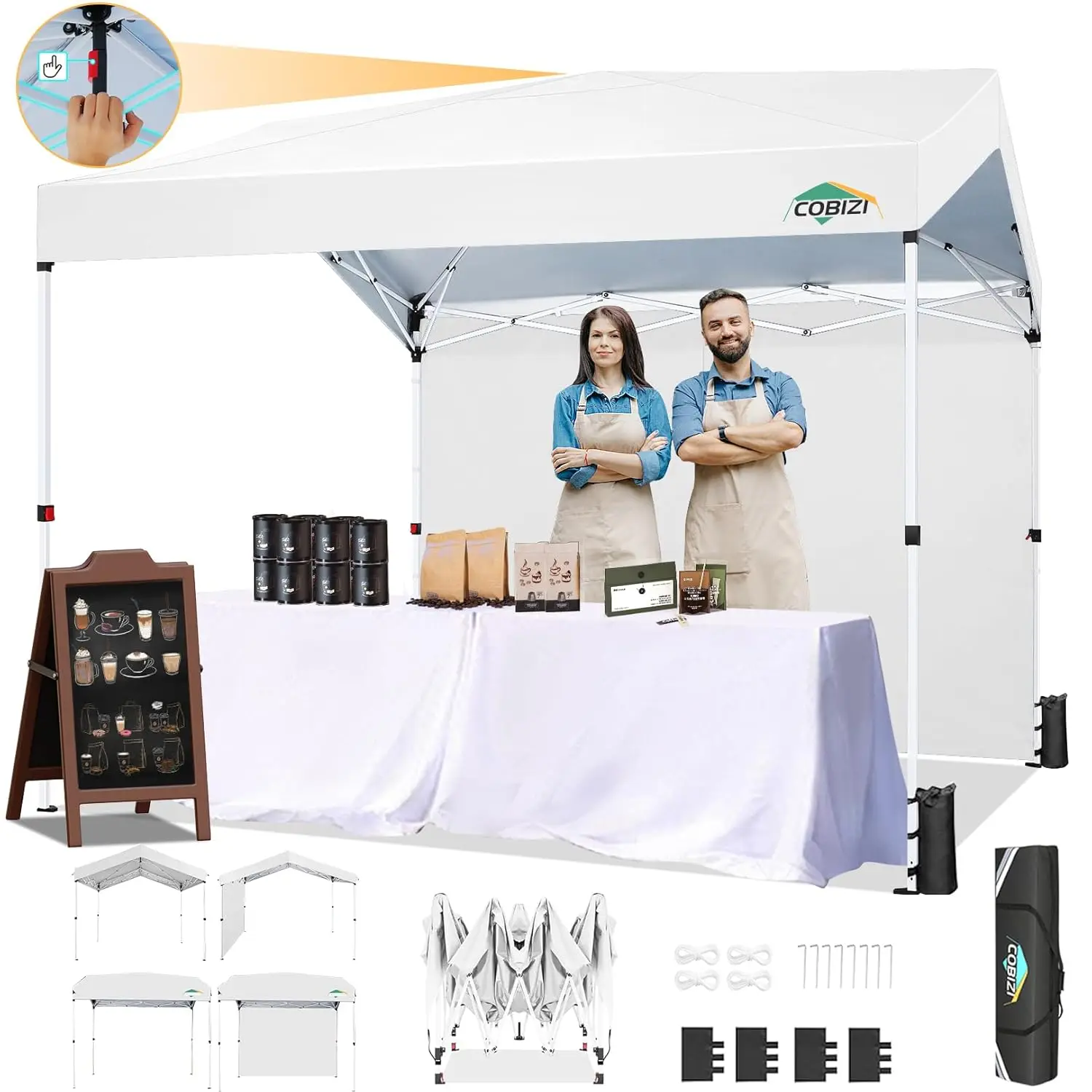 

Canopy Tent 10x10 Pop Up Outdoor Canopies with 4 Sidewalls Waterproof Commercial Instant Gazebo Tents for Party, Customized