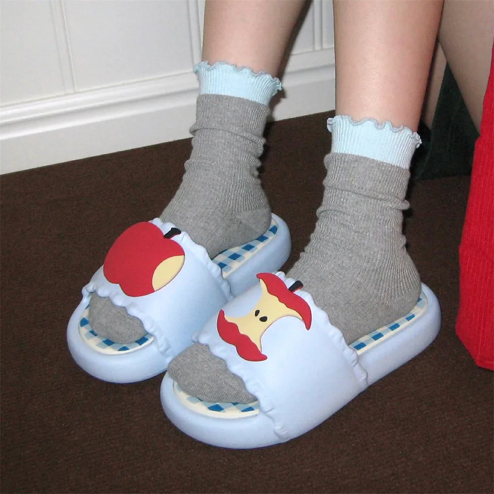 Mulher fruta mordida-maçã slides casa sapatos para mulheres verão único chinelo criativo presentes de aniversário novo inspirado maçãs chinelos