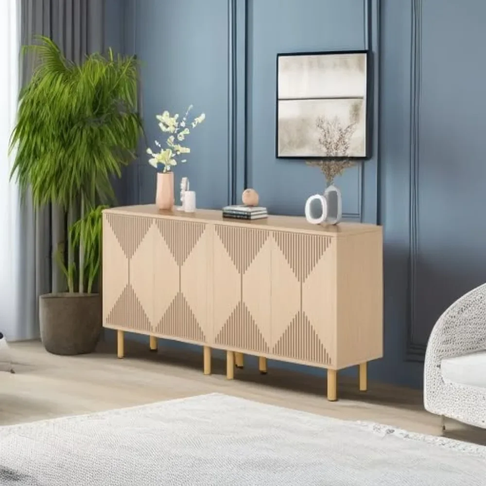 خزانة تخزين طبيعية حديثة، خزانة أرضية قائمة بذاتها، خزانة جانبية كلاسيكية، خزانة بوفيه خشبية مع أبواب، تخزين كبير