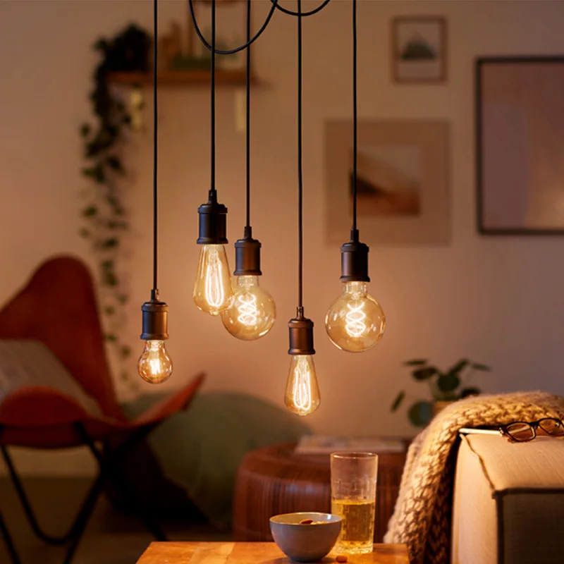 Philips LED ST64 Klassieke Filament Decoratieve Lamp 5,5W (=25W) E27 220-240V Lamp 2000K Zacht Warm Licht Dimbaar Amber Goud LED