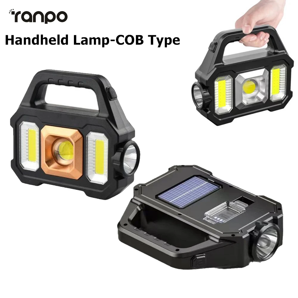 Super Power Led Flashlights Rechargeable Camping Work Light Multi Functional Portable Light Solar Charging 6 Lighting Modes ﻿