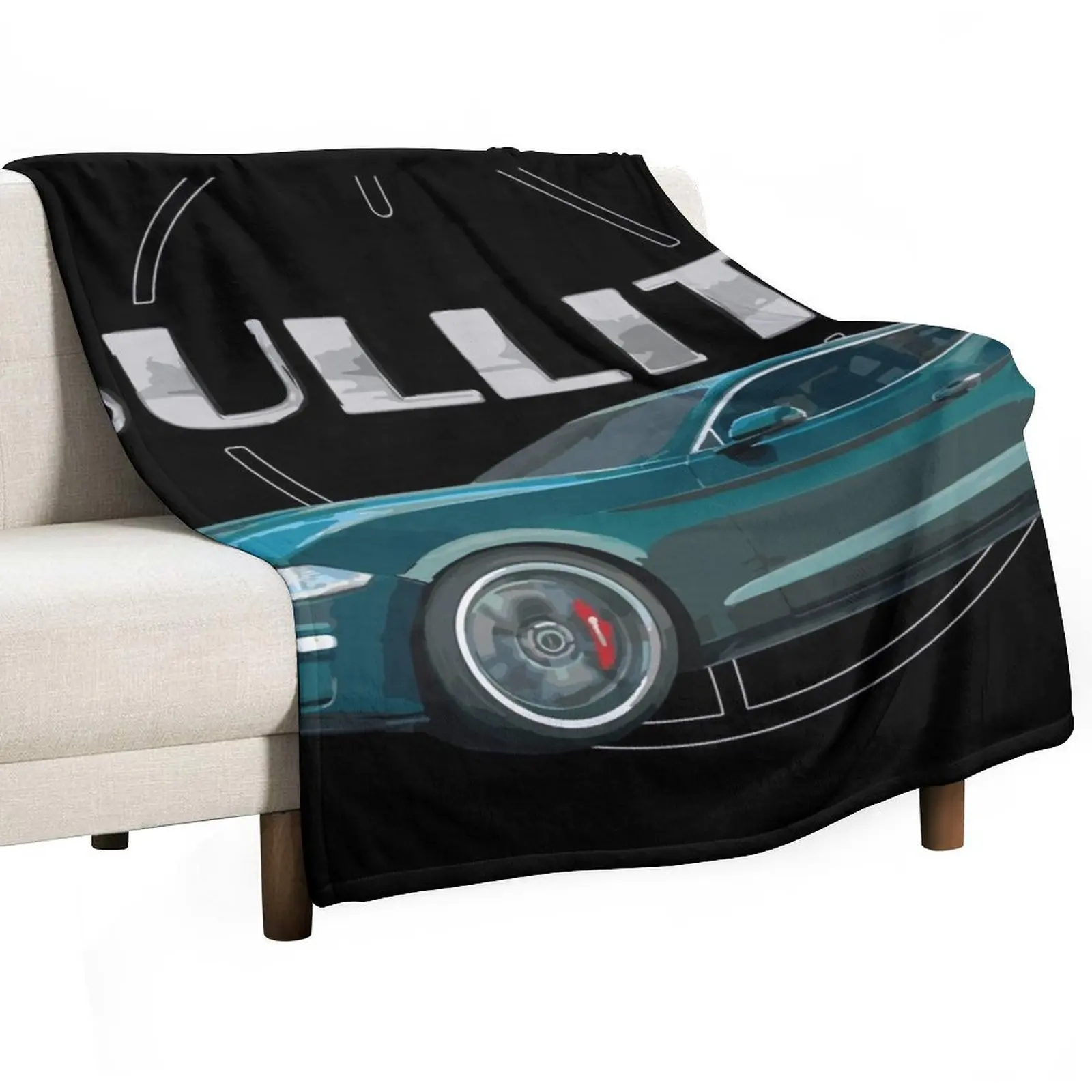 

Bullitt Green Mustang GT 5.0L V8 Classic steve mcqueen Muscle Car Throw Blanket Custom Luxury St Blankets