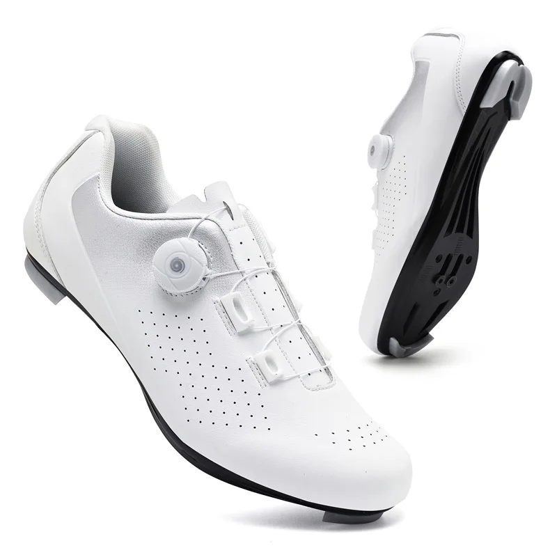 Cycling Shoes Men's Professional Speed Road Cycling Shoes SPD Shoes Men's Flat Pedal Cycling Shoes Outdoor Cycling Shoes White