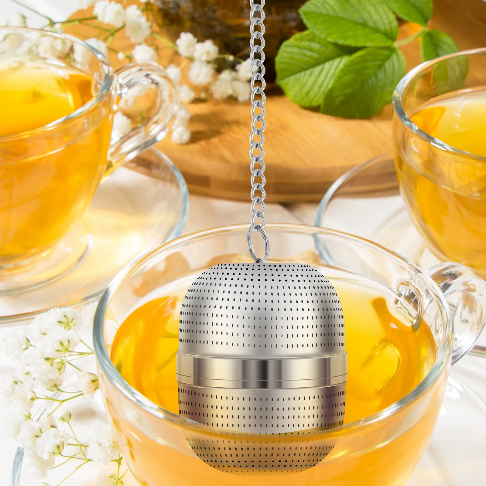 2Pcs Tea Strainers for Loose Tea Stainless Steel Tea Infuser with 2 Drip Trays Ultra Fine Mesh Loose Leaf Tea Steeper with