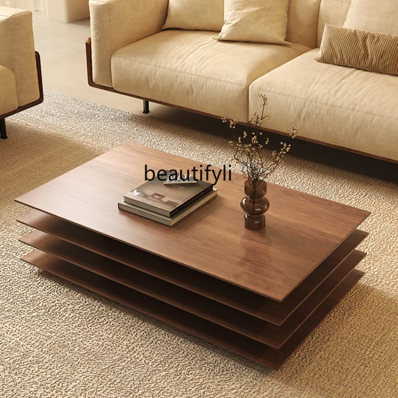 

Walnut-Color Coffee Table Small Apartment Living Room Home Japanese Style Rectangular Coffee Table