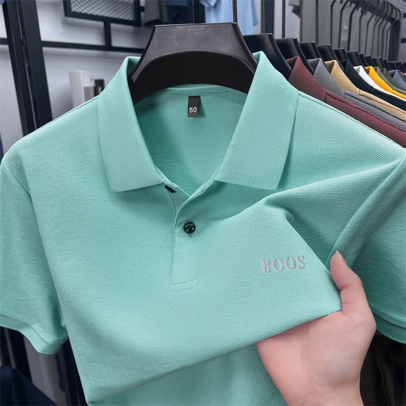 100% Baumwolle Hochwertige Herren Kurzarm-Poloshirts mit Kragen und Knöpfen Buchstabendruck Mehrere Farboptionen Meistverkaufte Herrenbekleidung – Detail 20
