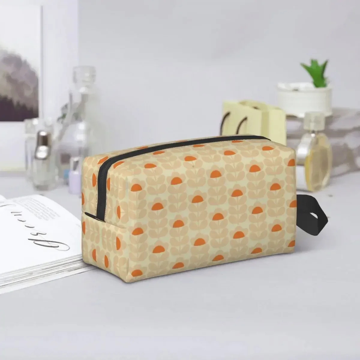 Personalizado orla kiely-saco cosmético laranja ervilha doce feminino bonito grande capacidade caso de maquiagem armazenamento de beleza sacos de higiene pessoal