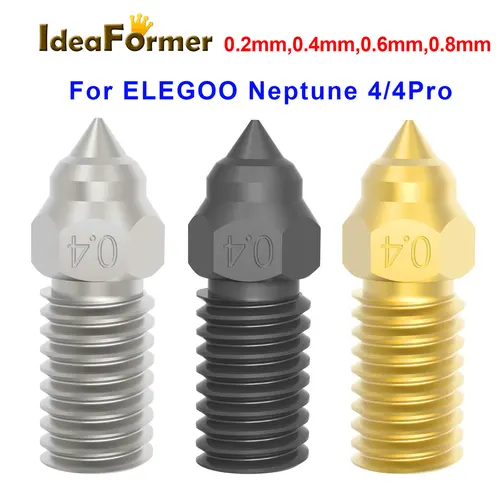 Imagen 1 del producto Para ELEGOO Neptune 4 boquillas endurecidas/acero inoxidable/latón boquilla de alta velocidad para boquillas Elegoo Neptune 4 pro 0,2,0,4,0,6,0,8mm
