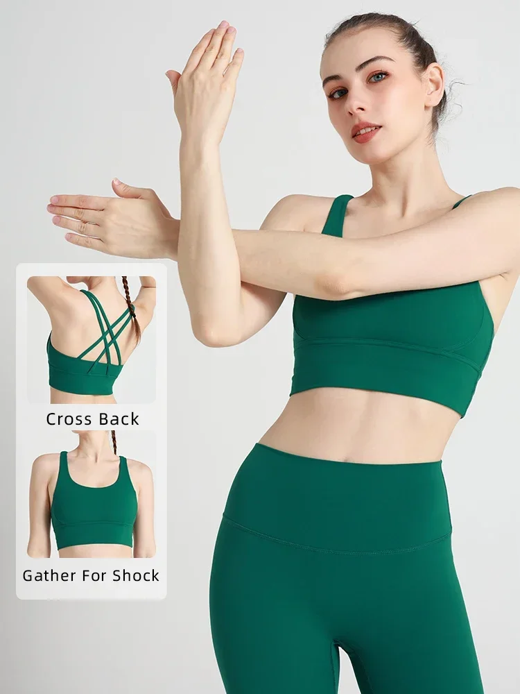 Soutien-gorge de sport Sexy pour femmes, gilet de Fitness, haut de sport, dos croisé, Yoga, course à