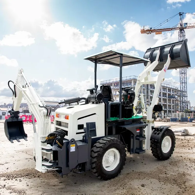 Chinas neuer Traktor, ausgestattet mit einem Bagger- und Frontlader 4x4 4WD Mini