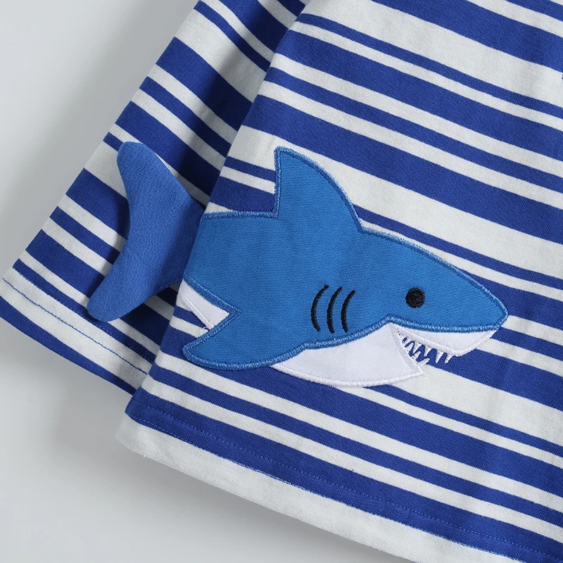 Little maven Baby Jungen Langarm Gestreiftes Polo Cartoon Haie T-Shirts Kinderbekleidung Herbst Frühling Kinderkleidung Baumwolle – Detail 5