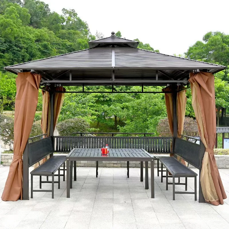 Luxury Terrace Double Layer Metal Garden Gazebo Pergola With Powder Coated Finish Bioclimatic Design Eco-Friendly & Waterproof
