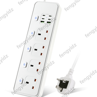 UK plug power strip with 4 AC sockets USB Type-C port independent switch controlled power socket 2m cable surge protector