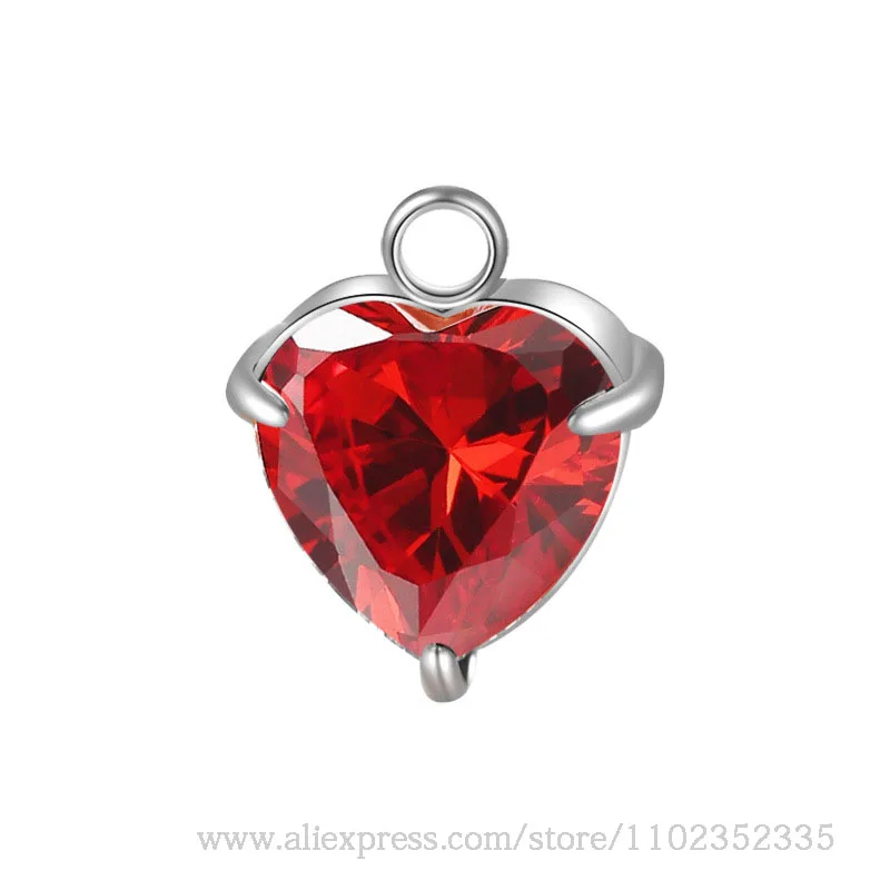 10 قطعة/الحقيبة جديد 18K الذهب الفولاذ المقاوم للصدأ ديسمبر عيد ميلاد حجر على شكل قلب جوهرة الميلاد قلادة من حجر الزركون DIY بها بنفسك مجوهرات اكسسوارات