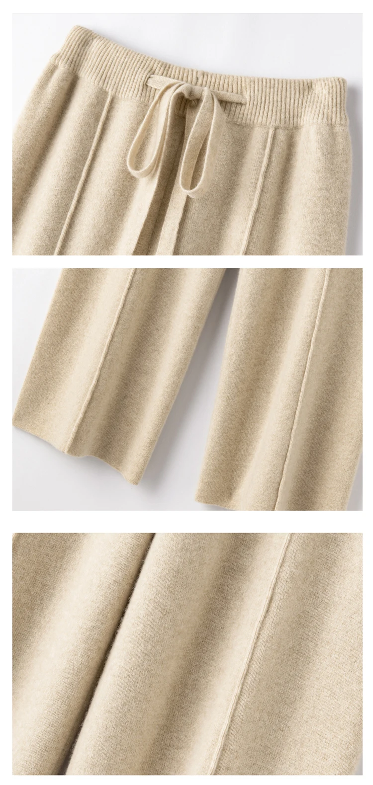 Elastic Waist 100% Merino Wool Women's Full Length Pants Winter Thickened Knitted Long Solid Color Warm Pantalones Mujer