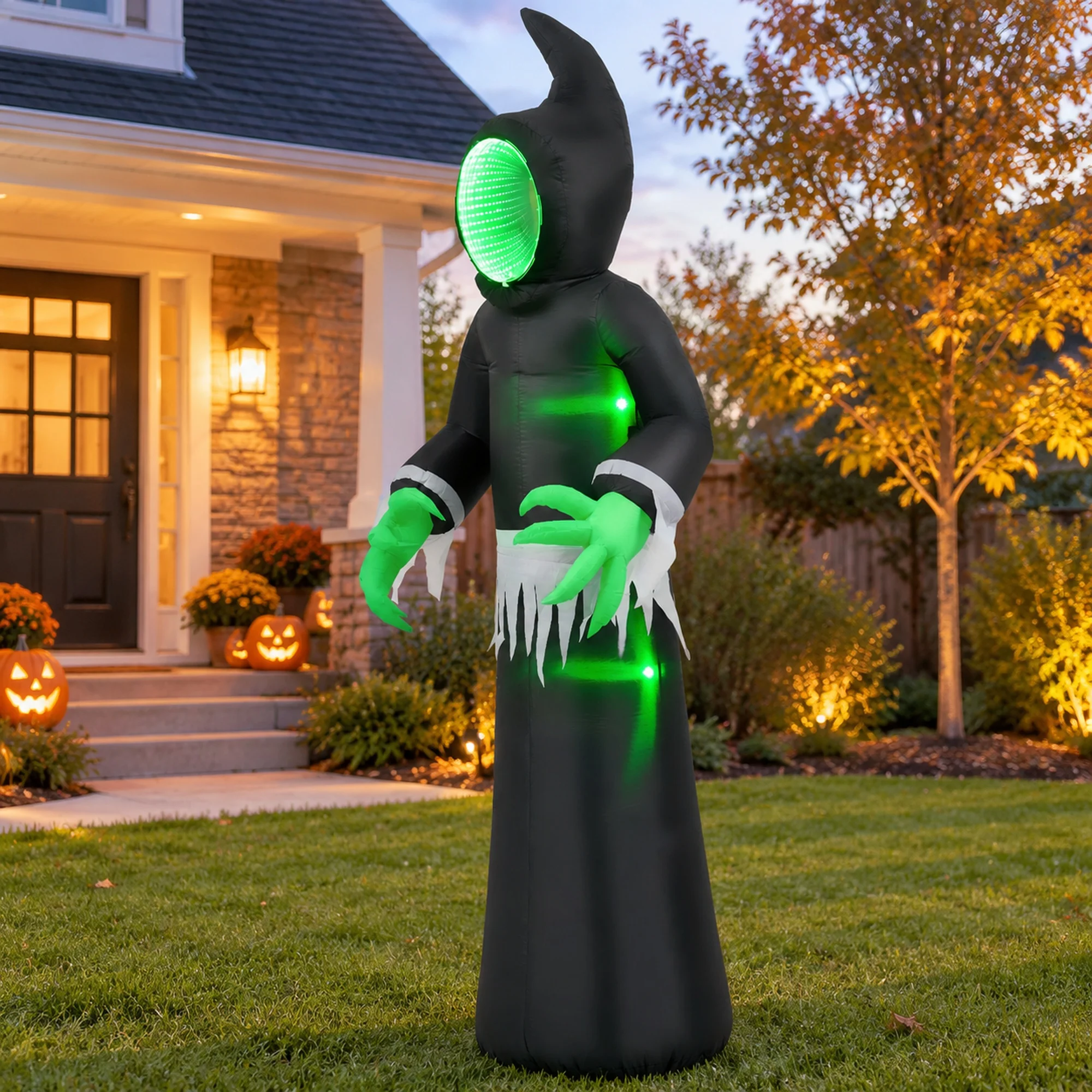 8ft Inflatable Halloween Mirror Face Ghost, Blow Up LED Display for Garden Indoor Outdoor