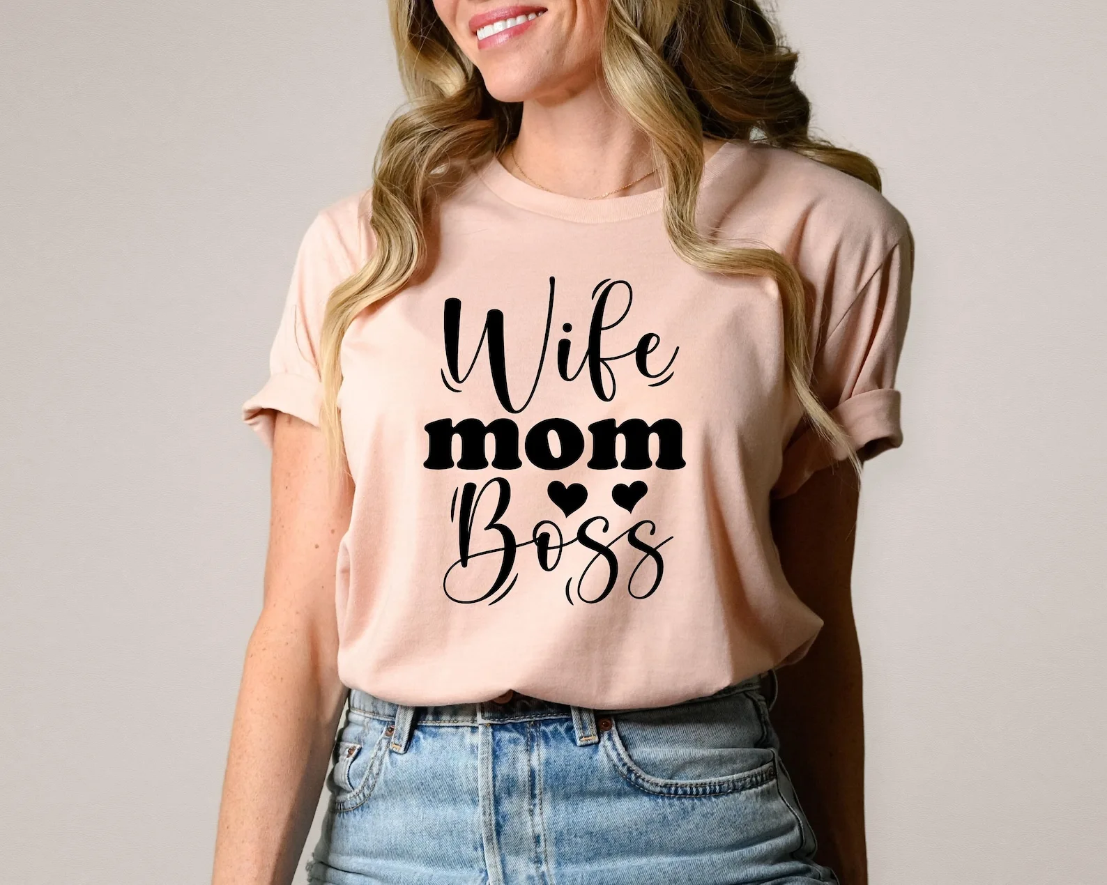 Wife Mom Boss Shirt Mother's Day Tee Gift T-Shirt Cute For Mama