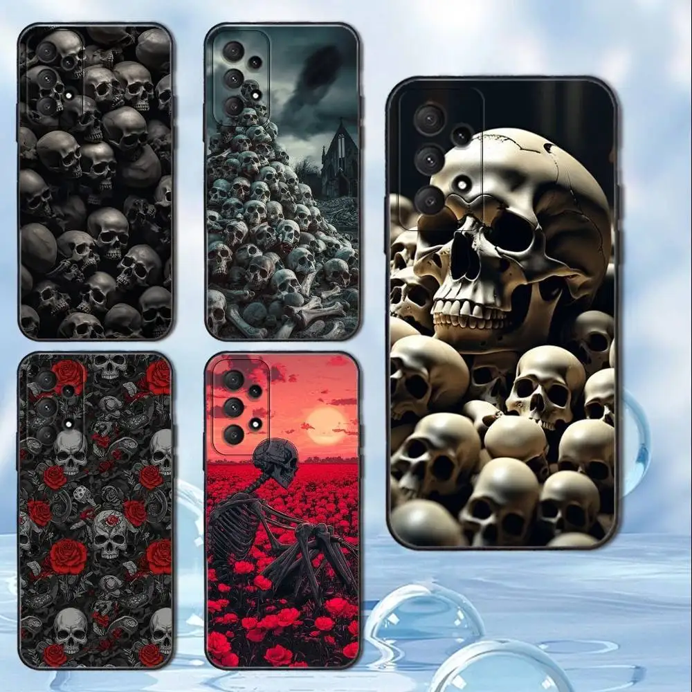 

Deluxe Skull Phone Case For Samsung Galaxy A13,A21s,A22,A31,A32,A52,A53,A71,A80, Soft Black Cover