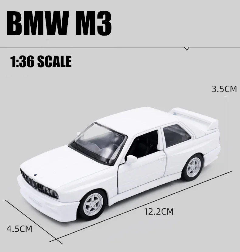 1:36 BMW M3 1987 sedan Alloy Car Diecast Metal Vehicle Model Kid Toy Boy Gifts Collection High Simulation Mini Collect Pull back