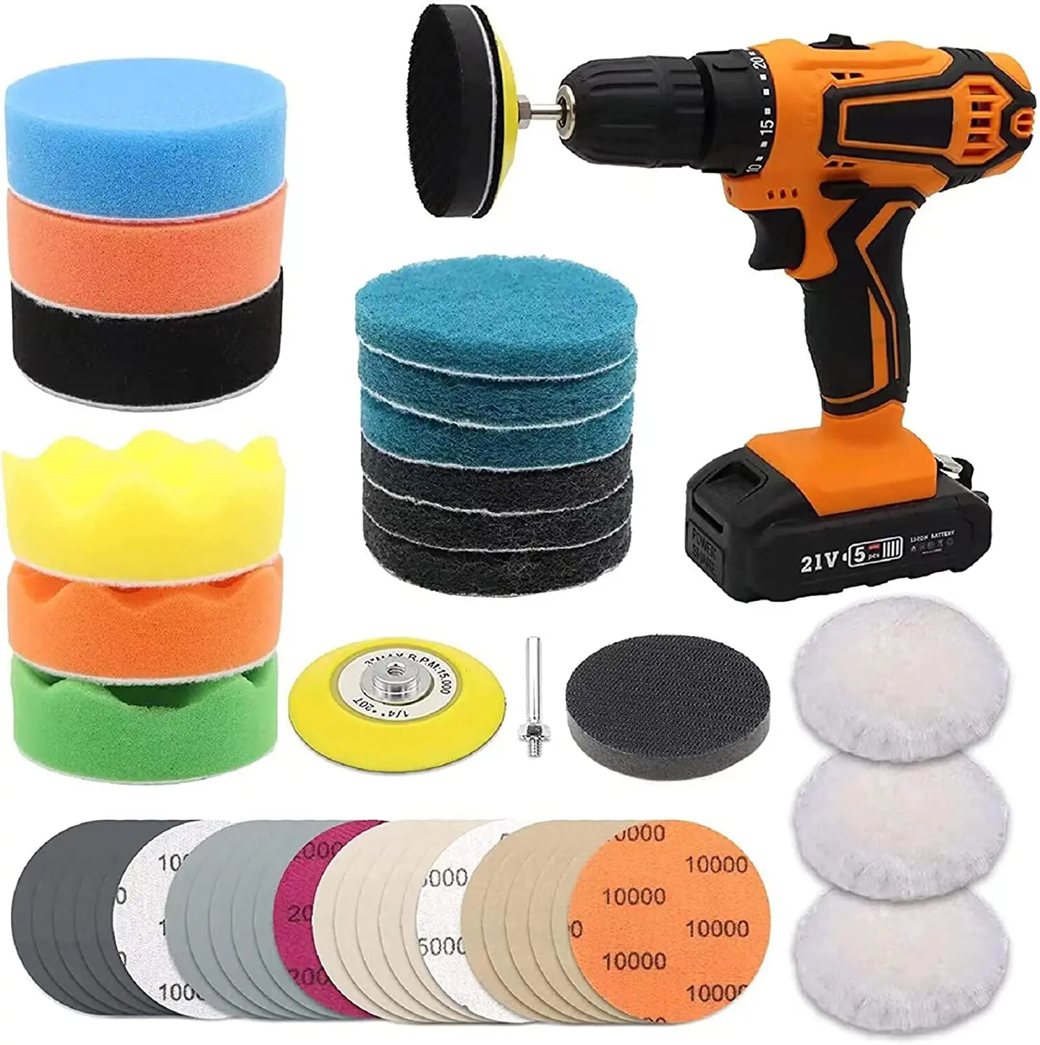 

Car Headlight Restoration Kit, 3 Inch Car Polishing Sanding Discs Backing Pad, Buffing Sponge Pads, Wool Buffer Pads, 41PCS