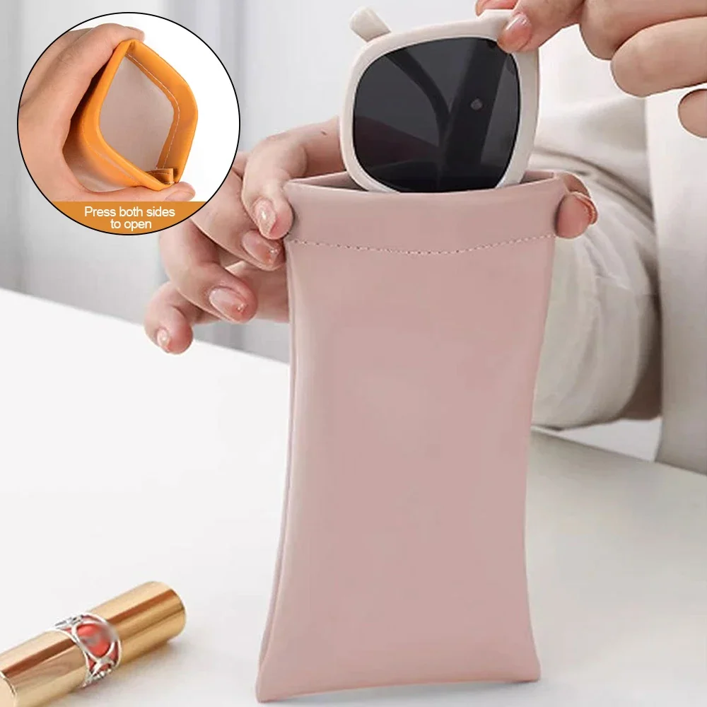 Fashion Soft PU Leather Glasses Storage Bag Sunglasses Case Portable Waterproof Protective Cover Cosmetic Lipstick Coin Purse