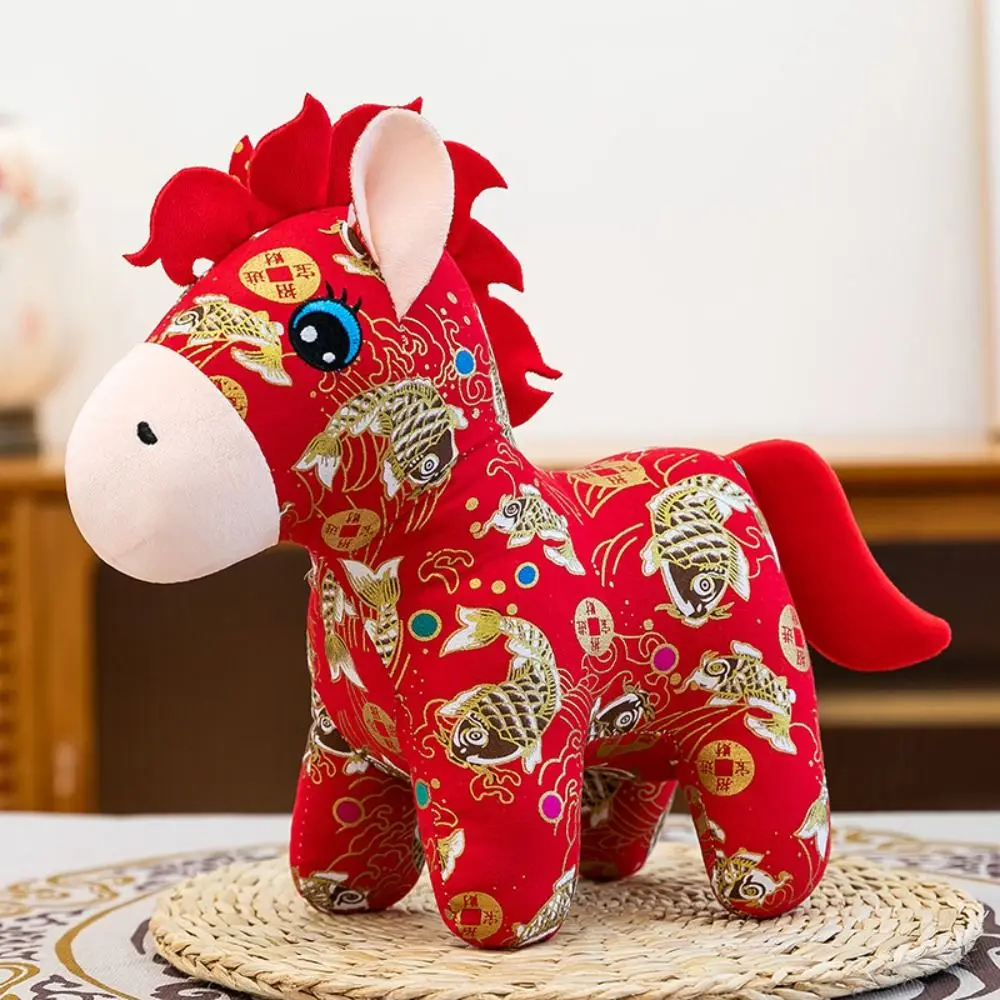 Ricchezza Pony Cartoon Cavallo Farcito Ciondolo Animale Fortunato Pony Ricamo 15/20 cm Zodiaco Cinese Cavallo Decorazioni per la Casa