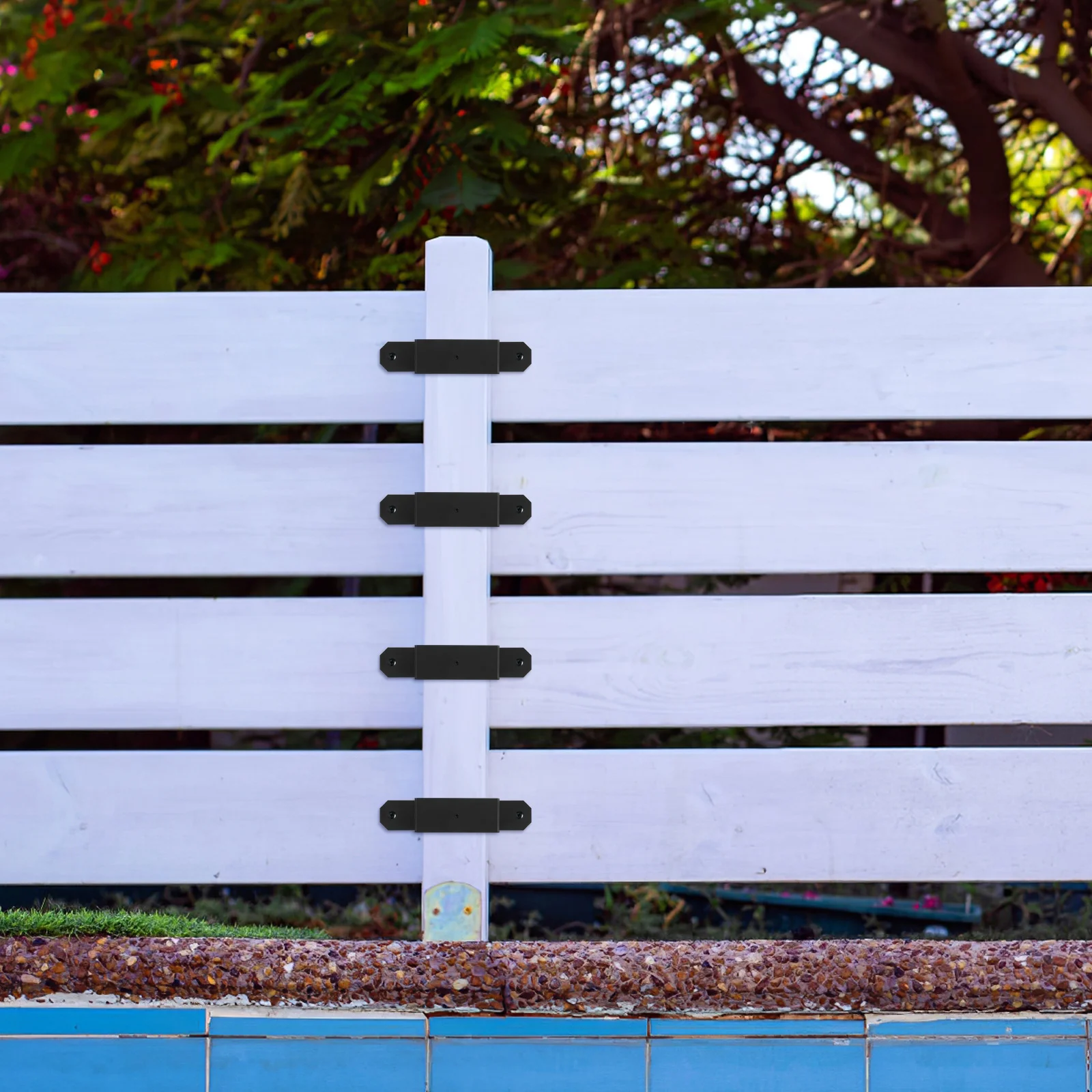 

4pcs Post Brackets Heavy Duty Fence Support Steel Clamps Deck Mounting Adjustable Metal Anchor Weather Resistant Universal Fit