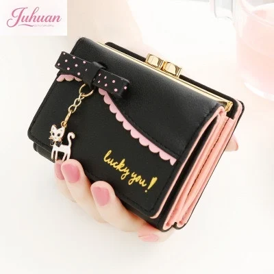 Japanese Korean girl change bags cute cartoon bow women's short wallet fresh mini student small wallets children's girl wallet