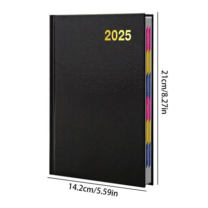 Calendario 2025 A5 agenda esecutiva con copertina rigida libro del calendario quaderno giornaliero diario con copertina resistente all'acqua carta spessa A5 per il lavoro