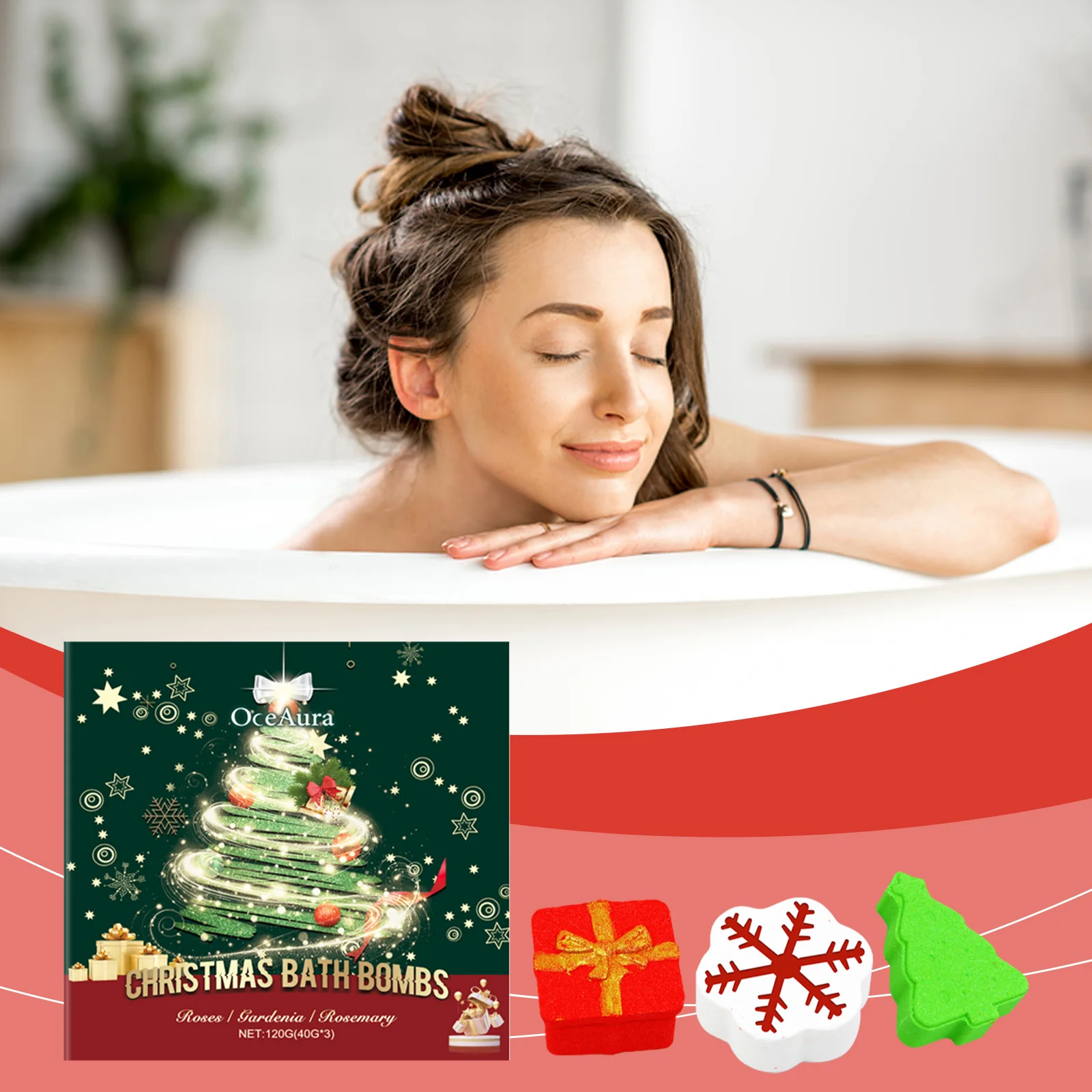 

Christmas Bath Bomb Set - Colorful, Plant-Based Cleansing Bath Bombs with Long-Lasting Fragrance & Moisturizing Effect