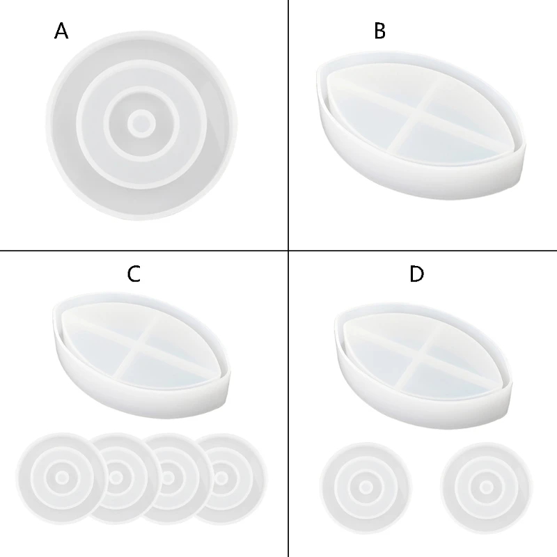 Diy resina bandeja moldes caixa armazenamento silicone molde conjunto resina cola epoxy moldes fundição para