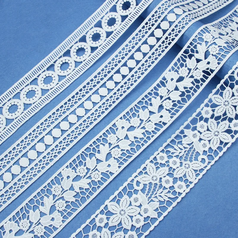 5Yards White Cotton Embroidered Lace Trim Ribbons Fabric DIY Sewing Handmade Craft Materials Clothes Wedding Party Accessories