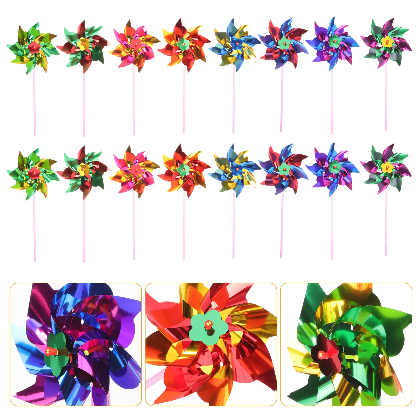 

100Pcs Kids Windmill Octagonal Colorful Pinwheels Decorative Outdoor Yard Garden Fun Playthings Pinwheels for Kids