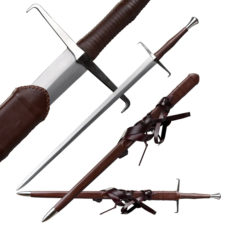 Espadas de Entrenamiento, Espada Medieval. Espada Europea Pesada para Combate, Espada Hecha a Mano, Espada de Dos Manos, Espada Real de Acero de Resorte