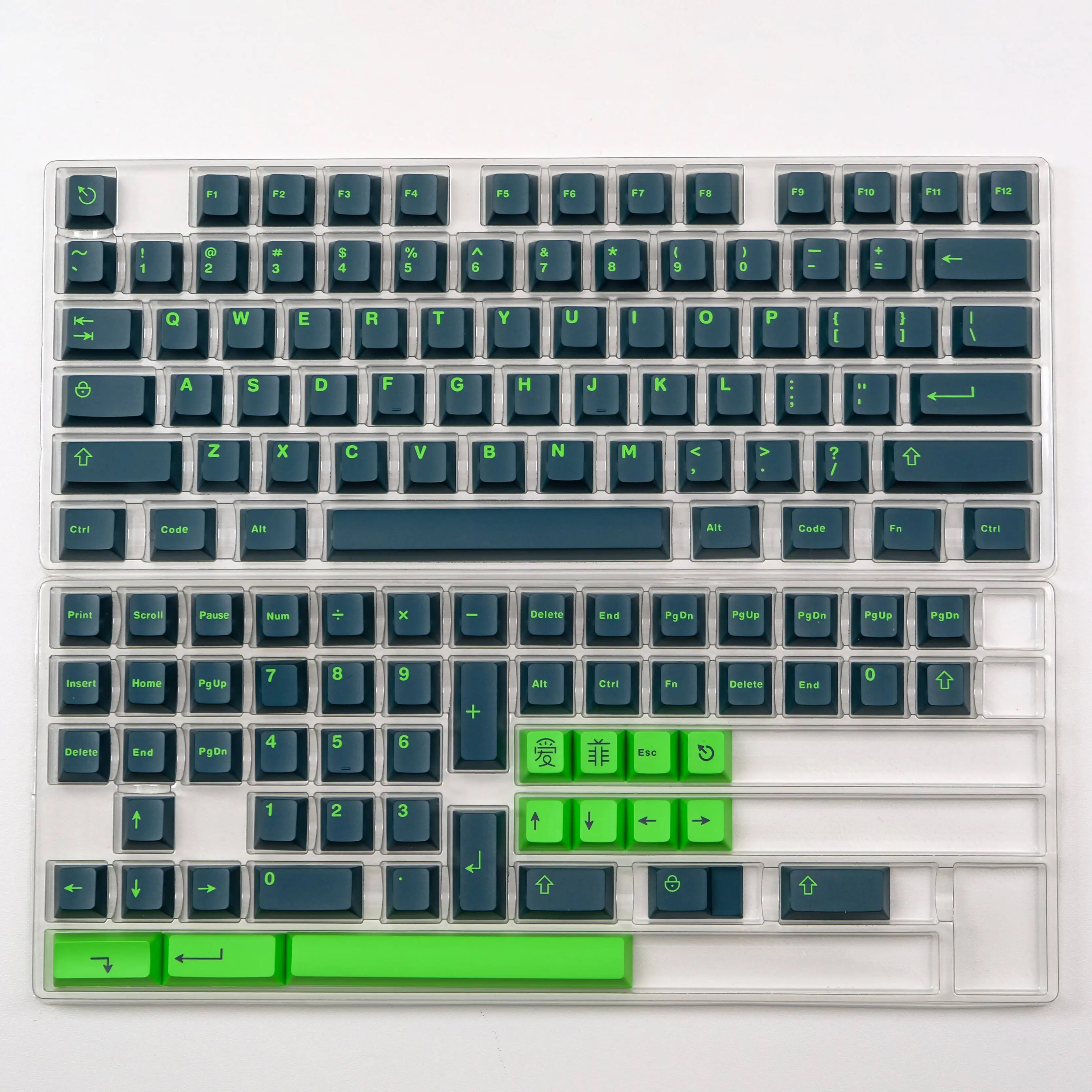 Ink Green PBT Double Shot Tastenkappen 132 Tasten Cherry Profile Tastatur-Tastenkappen für Cherry MX Switches mechanische Gaming-Tastatur