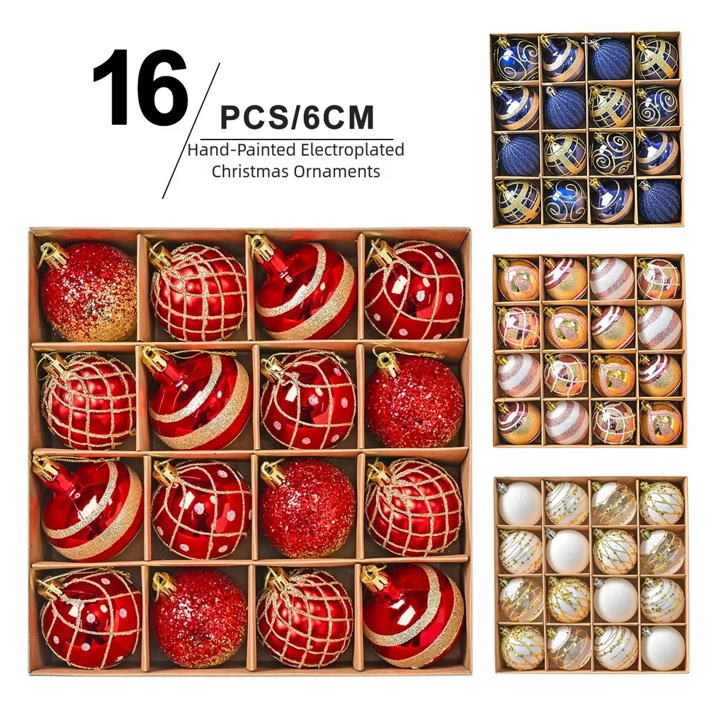 

6CM Diameter Christmas Ornaments Glitter Plastic Balls Set Glitter Decoration Comprehensive Decorating Exquisite Craftsmanship