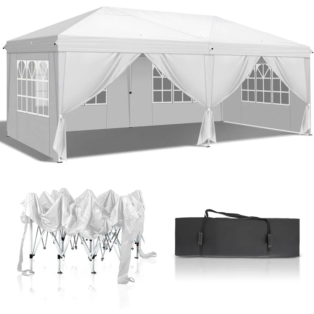 

10x20 Ft Pop Up Canopy Tent with 6 Sidewalls with Carry Bag, Outdoor Gazebo Shelter, Patio Event Tent Outdoor Canopy